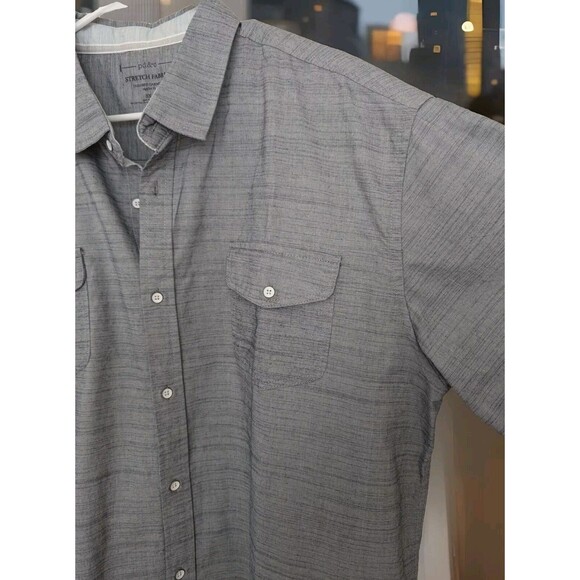 PD & Co Dark Gray Woven Button Down Shirt Mens 3XL Cotton Blend Short Sleeve - Picture 3 of 7